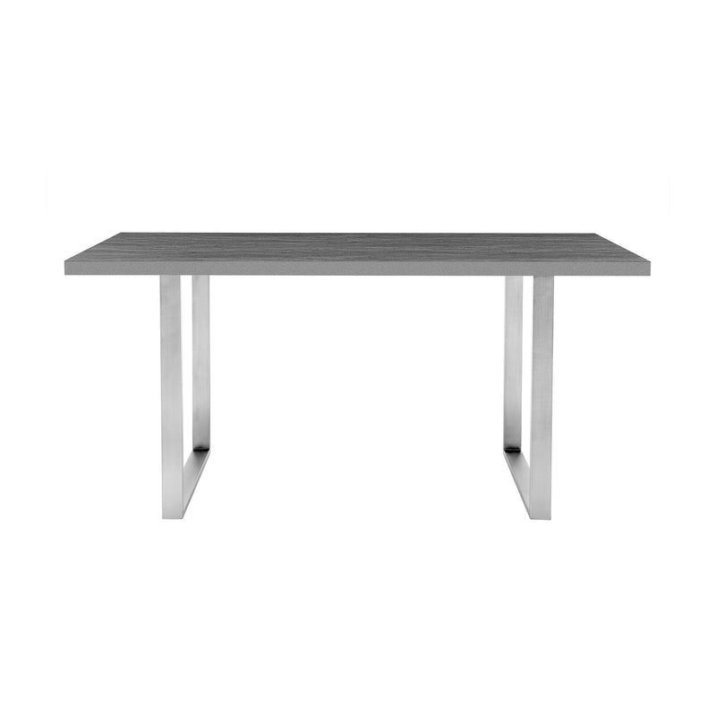 Fenton and Pacific 5 Piece Modern Rectangular Dining Set with Metal Base in Gray Melamine Wood and Gray Fabric - Furniture City (CA)l