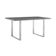 Fenton and Pacific 5 Piece Modern Rectangular Dining Set with Metal Base in Gray Melamine Wood and Gray Fabric - Furniture City (CA)l