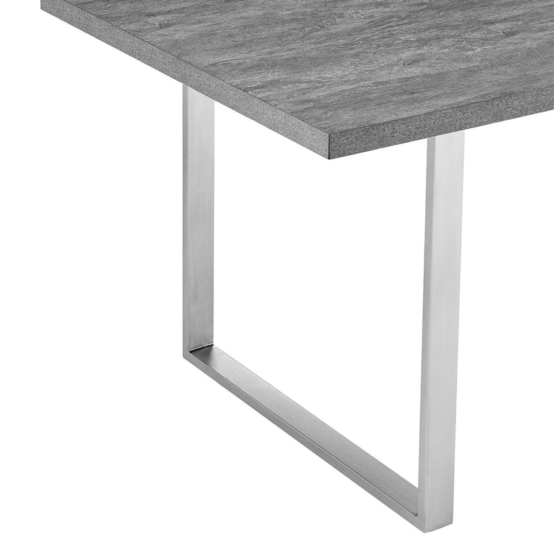 Fenton and Pacific 5 Piece Modern Rectangular Dining Set with Metal Base in Gray Melamine Wood and Gray Fabric - Furniture City (CA)l