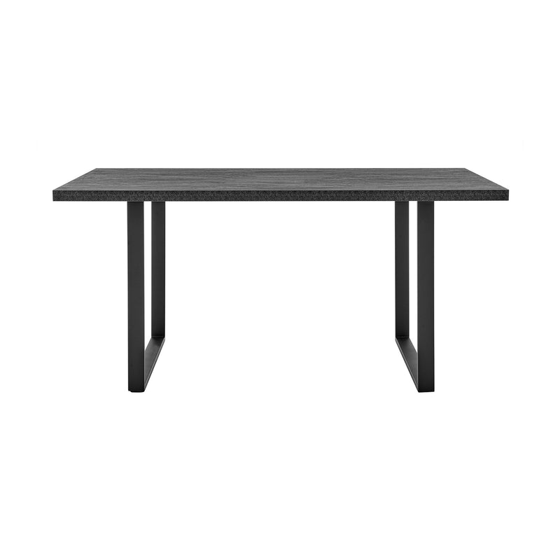 Fenton and Pacific 5 Piece Modern Rectangular Dining Set with Black Base in Black Melamine Wood and Gray Fabric - Furniture City (CA)l
