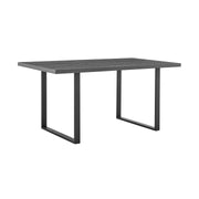 Fenton and Pacific 5 Piece Modern Rectangular Dining Set with Black Base in Black Melamine Wood and Gray Fabric - Furniture City (CA)l