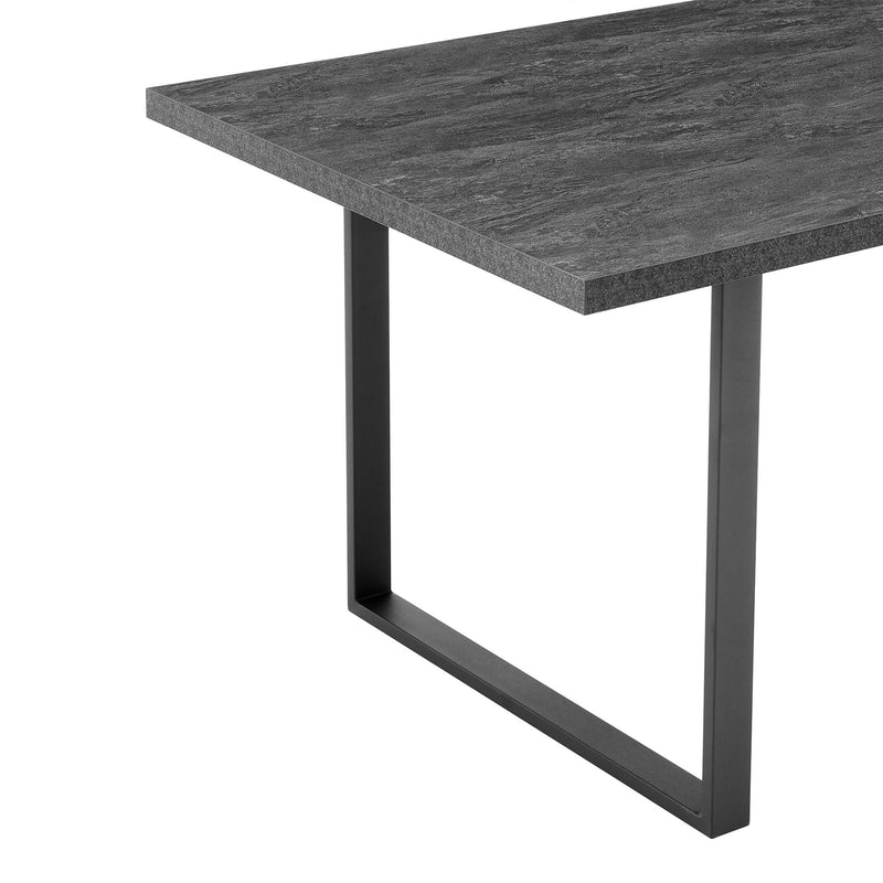 Fenton and Pacific 5 Piece Modern Rectangular Dining Set with Black Base in Black Melamine Wood and Gray Fabric - Furniture City (CA)l