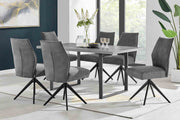 Fenton and Monarch 7 Piece Modern Rectangular Dining Set in Gray Melamine Wood and Charcoal Fabric - Furniture City (CA)l