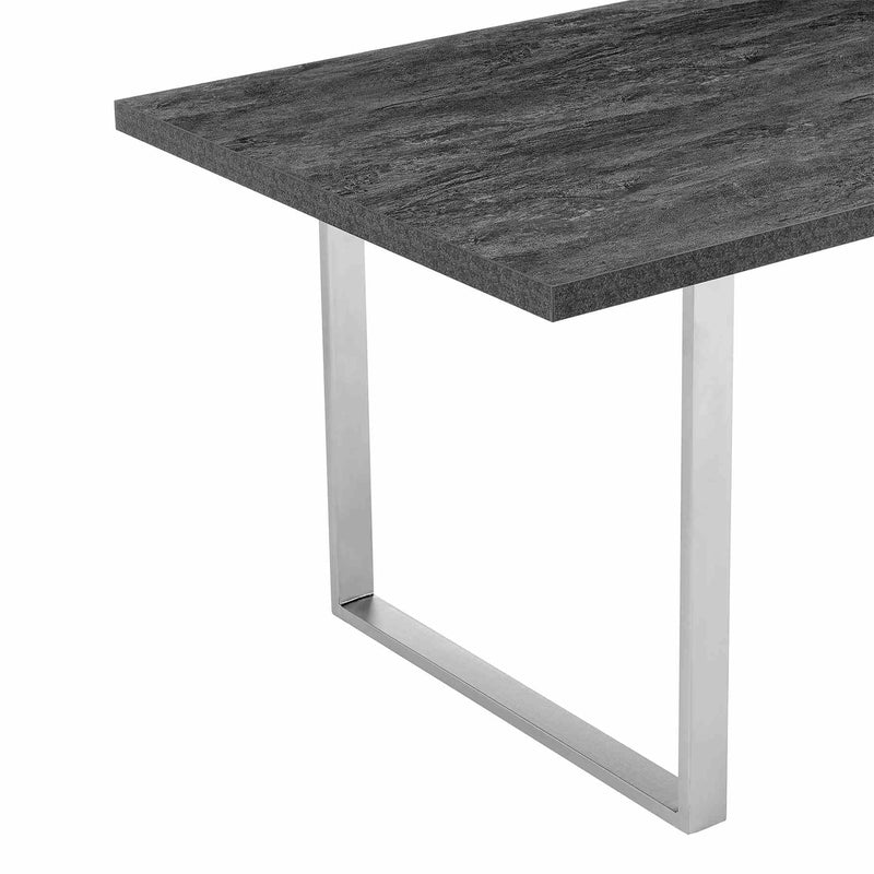 Fenton and Noah 7 Piece Modern Rectangular Dining Set in Black Melamine Wood and Blue Fabric - Furniture City (CA)l