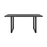 Fenton and Pacific 7 Piece Modern Rectangular Dining Set with Black Base in Black Melamine Wood and Gray Fabric - Furniture City (CA)l