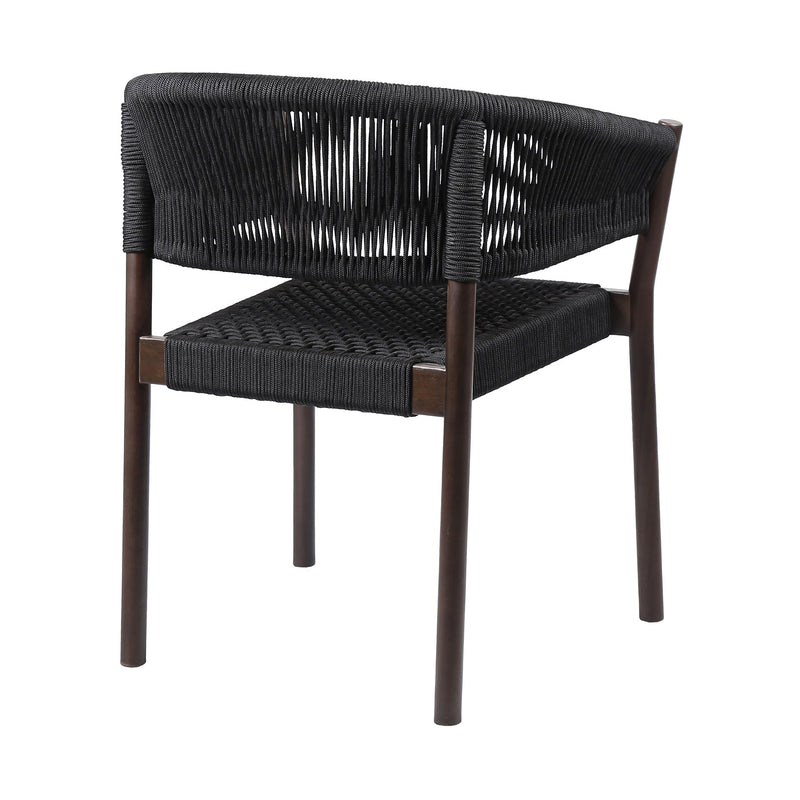 Fineline and Doris Indoor Outdoor 5 Piece Dining Set in Dark Eucalyptus Wood with Superstone and Black Rope - Furniture City (CA)l