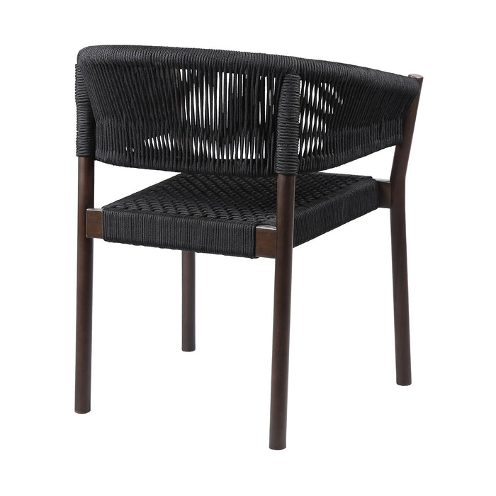 Fineline and Doris Indoor Outdoor 5 Piece Dining Set in Dark Eucalyptus Wood with Superstone and Black Rope