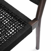 Fineline and Doris Indoor Outdoor 5 Piece Dining Set in Dark Eucalyptus Wood with Superstone and Black Rope - Furniture City (CA)l
