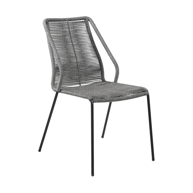 Fineline and Clip Indoor Outdoor 7 Piece Dining Set in Dark Eucalyptus Wood with Superstone and Gray Rope - Furniture City (CA)l