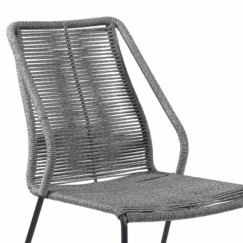 Fineline and Clip Indoor Outdoor 7 Piece Dining Set in Dark Eucalyptus Wood with Superstone and Gray Rope - Furniture City (CA)l