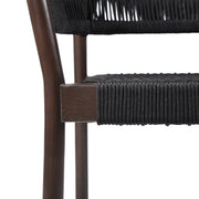 Fineline and Doris Indoor Outdoor 7 Piece Dining Set in Dark Eucalyptus Wood with Superstone and Black Rope - Furniture City (CA)l