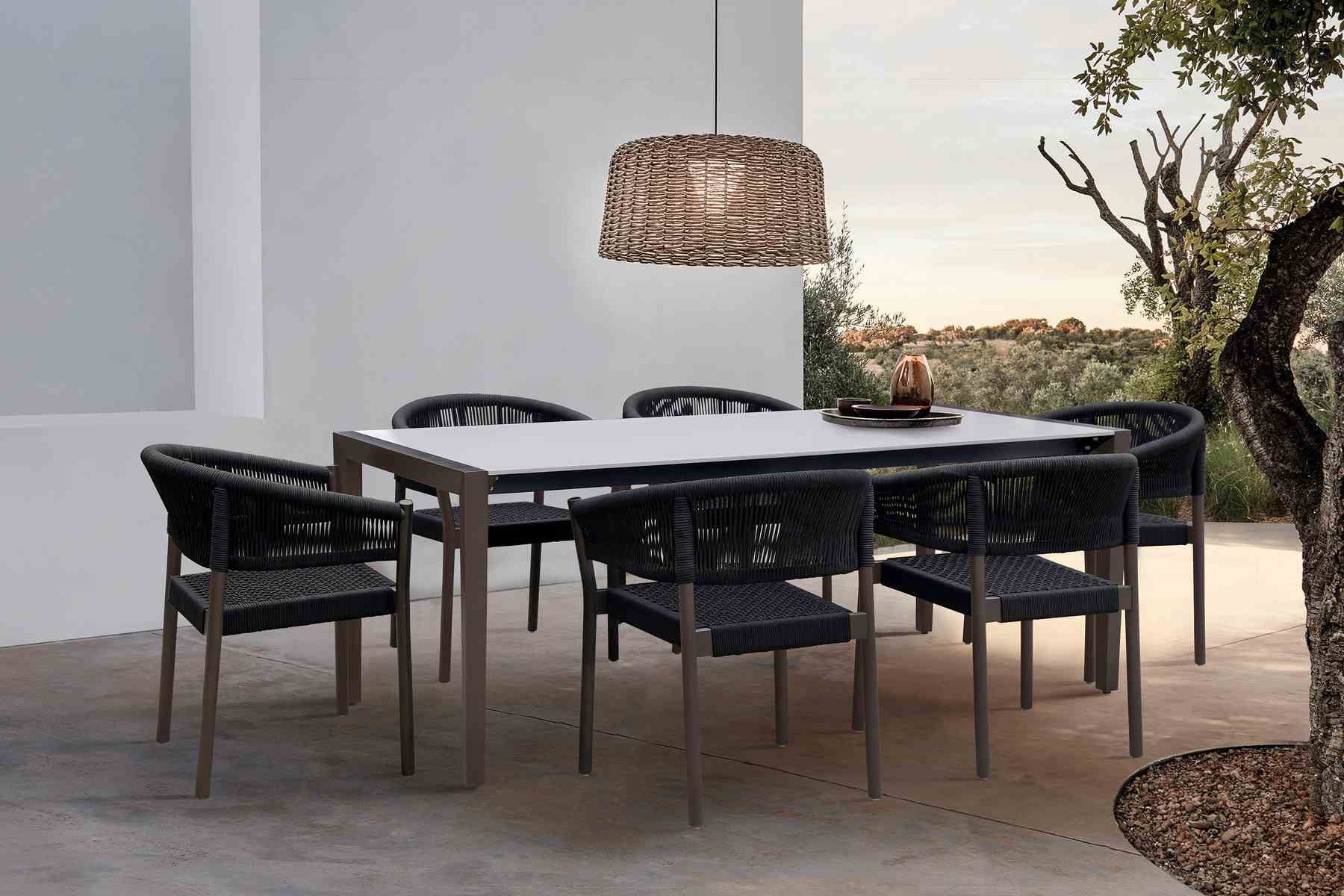 Armen Living Fineline and Doris Dining Set