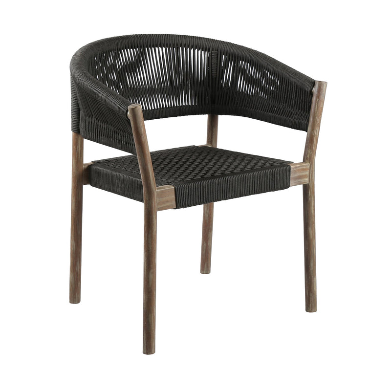 Fineline and Doris Indoor Outdoor 7 Piece Dining Set in Light Eucalyptus Wood with Superstone and Charcoal Rope - Furniture City (CA)l