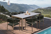 Fineline and Doris Indoor Outdoor 7 Piece Dining Set in Light Eucalyptus Wood with Superstone and Charcoal Rope - Furniture City (CA)l