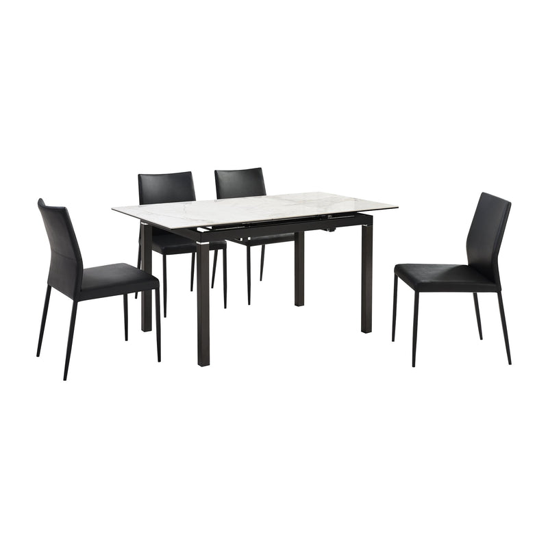 Giana Kash 5 Piece Extendable Dining Set with Black Faux Leather Chairs - Furniture City (CA)l