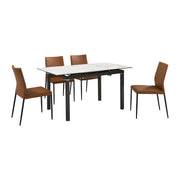 Giana Kash 5 Piece Extendable Dining Set with Brown Faux Leather Chairs - Furniture City (CA)l