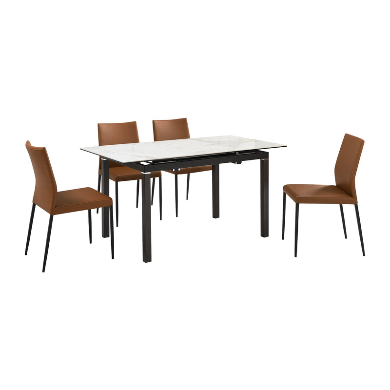 Giana Kash 5 Piece Extendable Dining Set with Brown Faux Leather Chairs - Furniture City (CA)l