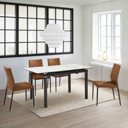 Giana Kash 5 Piece Extendable Dining Set with Brown Faux Leather Chairs - Furniture City (CA)l