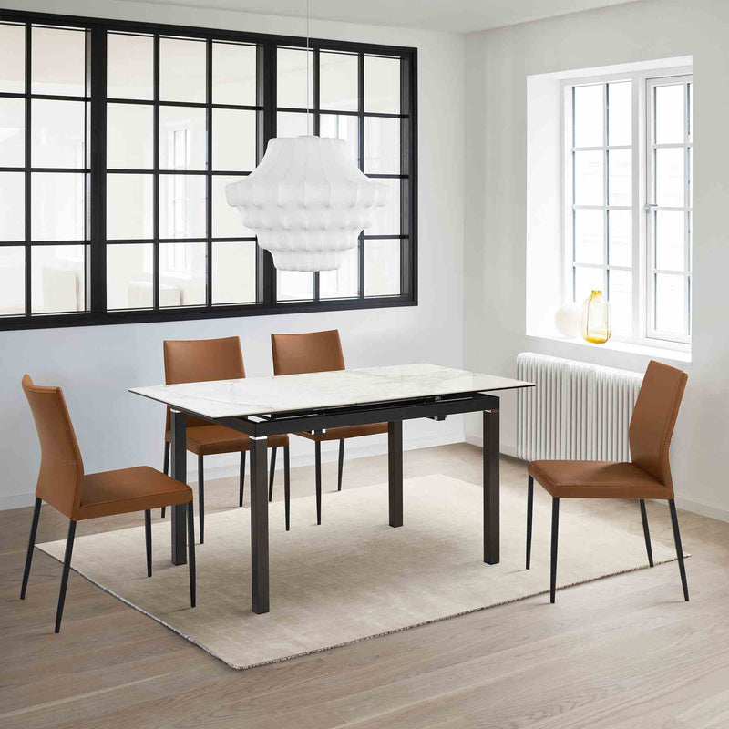 Giana Kash 5 Piece Extendable Dining Set with Brown Faux Leather Chairs - Furniture City (CA)l