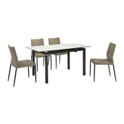 Giana Kash 5 Piece Extendable Dining Set with Taupe Gray Faux Leather Chairs - Furniture City (CA)l