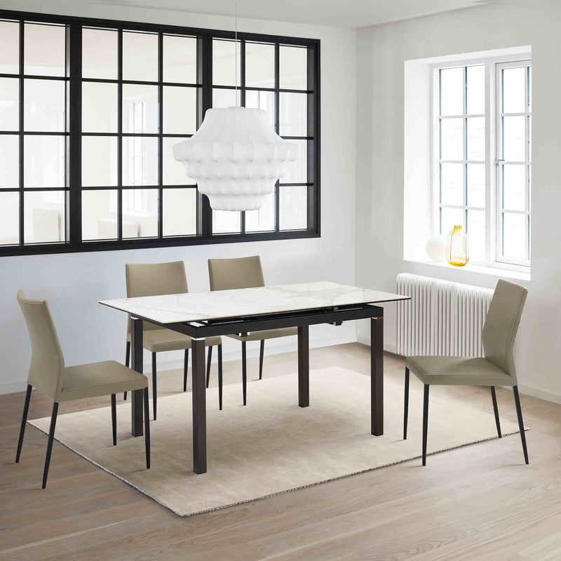 Giana Kash 5 Piece Extendable Dining Set with Taupe Gray Faux Leather Chairs - Furniture City (CA)l