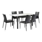 Giana Kash 7 Piece Extendable Dining Set with Black Faux Leather Chairs - Furniture City (CA)l