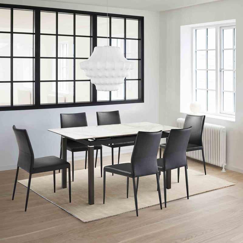 Giana Kash 7 Piece Extendable Dining Set with Black Faux Leather Chairs - Furniture City (CA)l