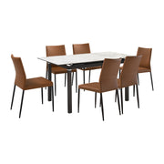 Giana Kash 7 Piece Extendable Dining Set with Brown Faux Leather Chairs - Furniture City (CA)l