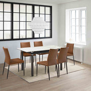 Giana Kash 7 Piece Extendable Dining Set with Brown Faux Leather Chairs - Furniture City (CA)l