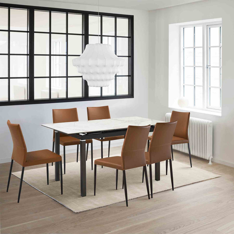 Giana Kash 7 Piece Extendable Dining Set with Brown Faux Leather Chairs - Furniture City (CA)l