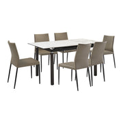 Giana Kash 7 Piece Extendable Dining Set with Taupe Gray Faux Leather Chairs - Furniture City (CA)l