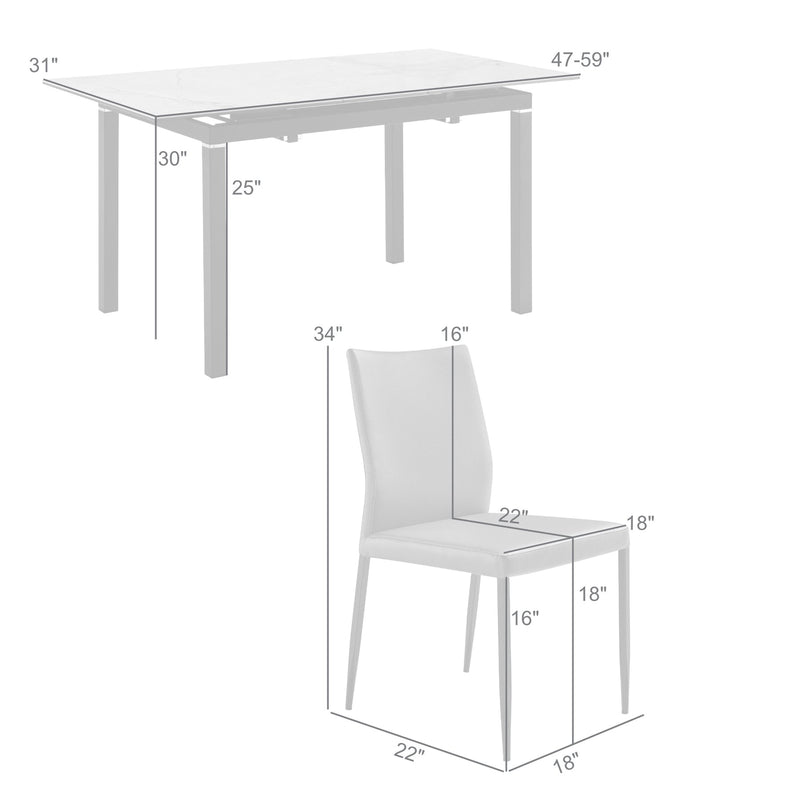 Giana Kash 7 Piece Extendable Dining Set with Taupe Gray Faux Leather Chairs - Furniture City (CA)l