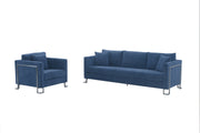 Heritage 2 Piece Blue Fabric Upholstered Sofa & Chair Set - Furniture City (CA)l
