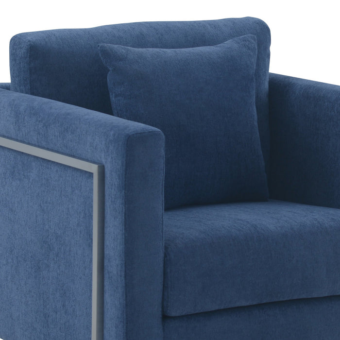 Heritage 2 Piece Blue Fabric Upholstered Sofa & Chair Set