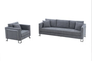Heritage 2 Piece Gray Fabric Upholstered Sofa & Chair Set - Furniture City (CA)l