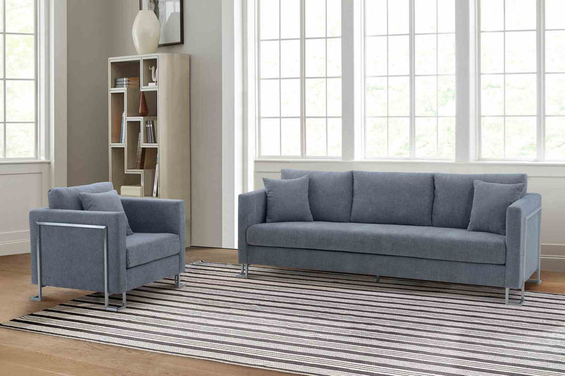 Heritage 2 Piece Gray Fabric Upholstered Sofa & Chair Set - Furniture City (CA)l