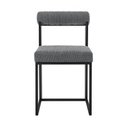 Joana Anastasia 5 Piece Round Walnut Dining Table Set with Matte Black Iron and Anchor Gray Fabric - Furniture City (CA)l