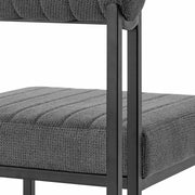 Joana Anastasia 5 Piece Round Walnut Dining Table Set with Matte Black Iron and Anchor Gray Fabric - Furniture City (CA)l