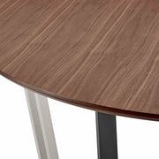 Joana Anastasia 5 Piece Round Walnut Dining Table Set with Matte Black Iron and Light Gray Fabric - Furniture City (CA)l