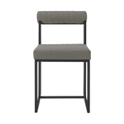 Joana Anastasia 5 Piece Round Walnut Dining Table Set with Matte Black Iron and Light Gray Faux Leather - Furniture City (CA)l