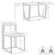 Kai Anastasia 5 Piece Rectangular Glass Dining Table Set with Gold Brushed Stainless Steel and Taupe Fabric - Furniture City (CA)l