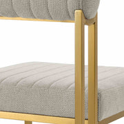 Kai Anastasia 5 Piece Rectangular Glass Dining Table Set with Gold Brushed Stainless Steel and Taupe Fabric - Furniture City (CA)l