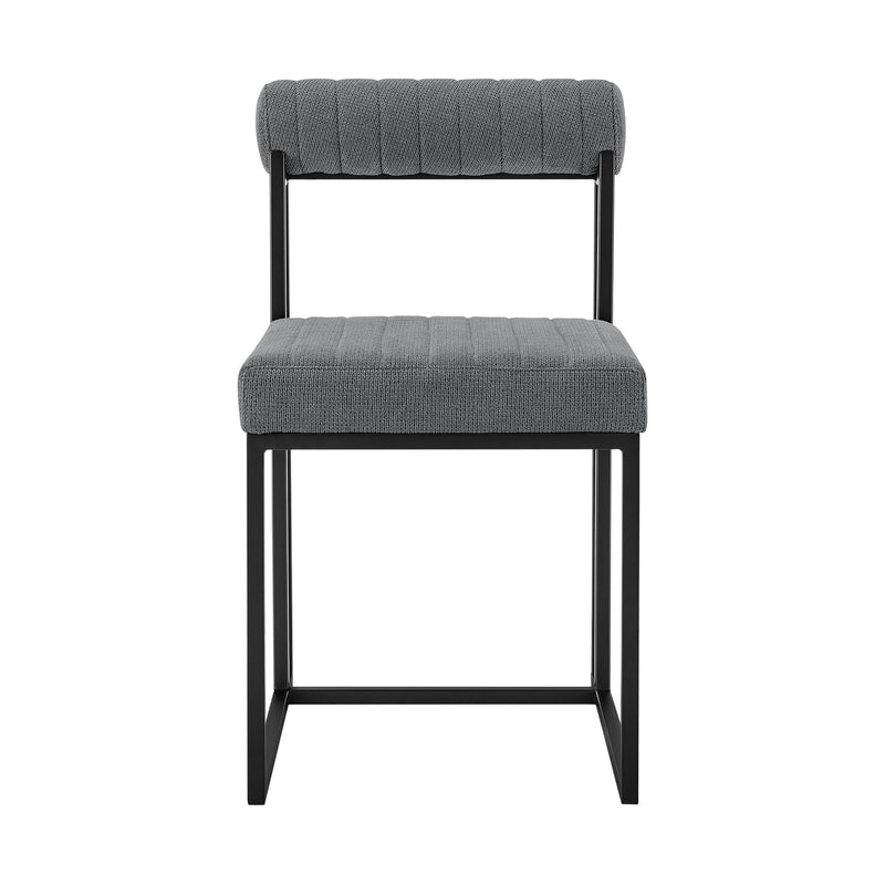 Kai Anastasia 5 Piece Rectangular Glass Dining Table Set with Matte Black Iron and Anchor Gray Fabric - Furniture City (CA)l