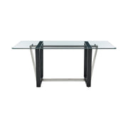 Kai Anastasia 5 Piece Rectangular Glass Dining Table Set with Matte Black Iron and Anchor Gray Fabric - Furniture City (CA)l
