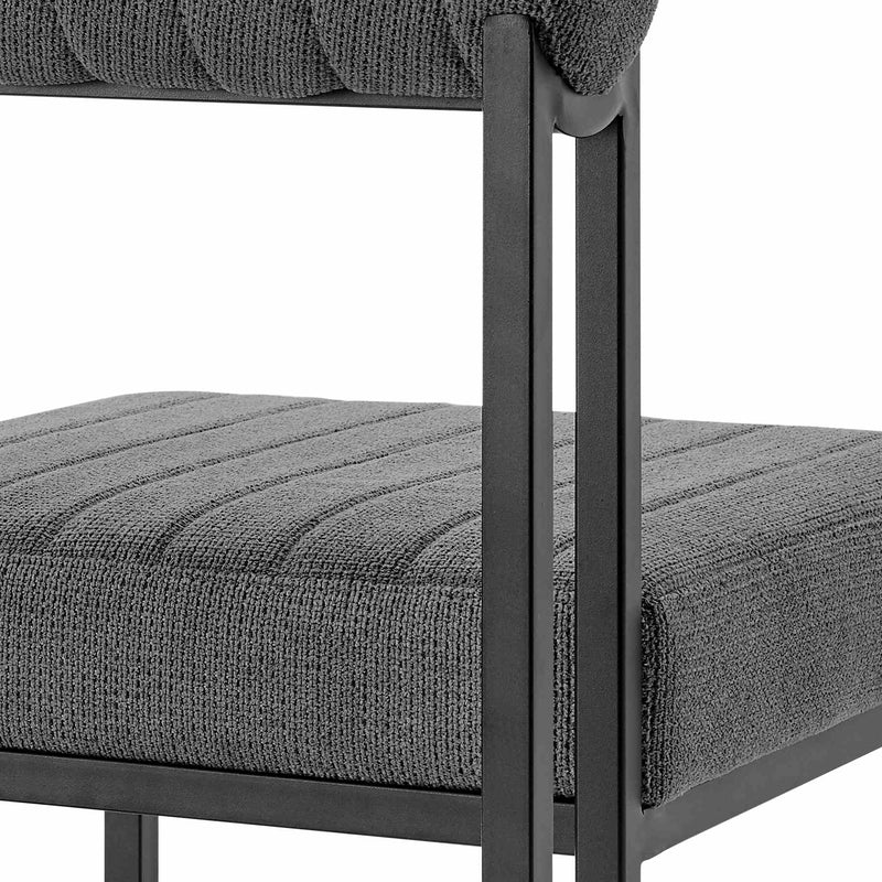 Kai Anastasia 5 Piece Rectangular Glass Dining Table Set with Matte Black Iron and Anchor Gray Fabric - Furniture City (CA)l