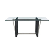 Kai Anastasia 5 Piece Rectangular Glass Dining Table Set with Matte Black Iron and Light Gray Fabric - Furniture City (CA)l