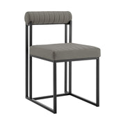 Kai Anastasia 5 Piece Rectangular Glass Dining Table Set with Matte Black Iron and Light Gray Faux Leather - Furniture City (CA)l