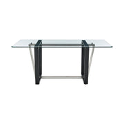 Kai Anastasia 5 Piece Rectangular Glass Dining Table Set with Matte Black Iron and Light Gray Faux Leather - Furniture City (CA)l