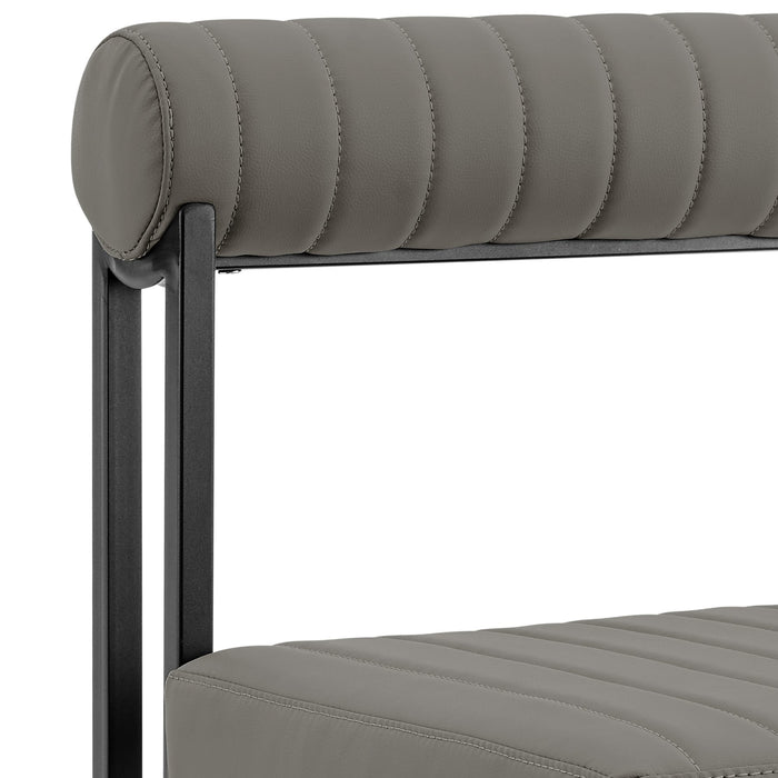 Kai Anastasia 5 Piece Rectangular Glass Dining Table Set with Matte Black Iron and Light Gray Faux Leather