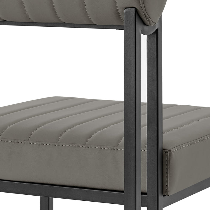 Kai Anastasia 5 Piece Rectangular Glass Dining Table Set with Matte Black Iron and Light Gray Faux Leather